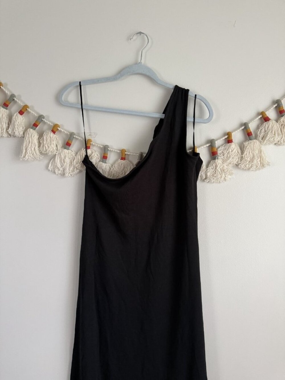Michael Kors Black Jersey One Shoulder Asymmetric Flowy Midi Dress Minimalist L - Picture 3 of 8